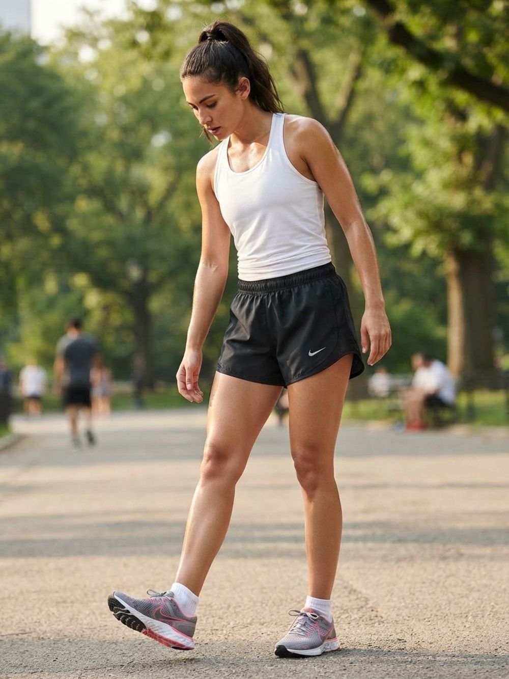 Nike Black Women's Lightweight Athletic Shorts with White Swoosh